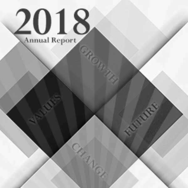 Black and white image of the Annual report 2018 cover.