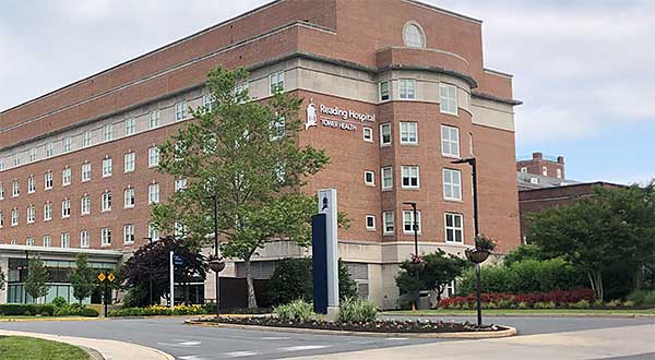 The outside view of the Tower Health Reading Hospital.