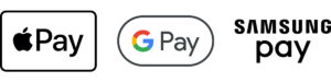 Logos for Apple Pay, Google Pay, and Samsung Pay digital wallet icons